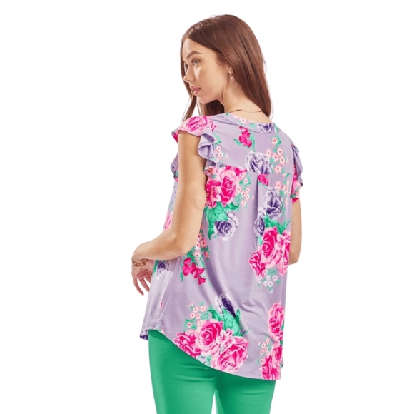 Vibrant Floral Women's Blouse - Picture 3 of 3